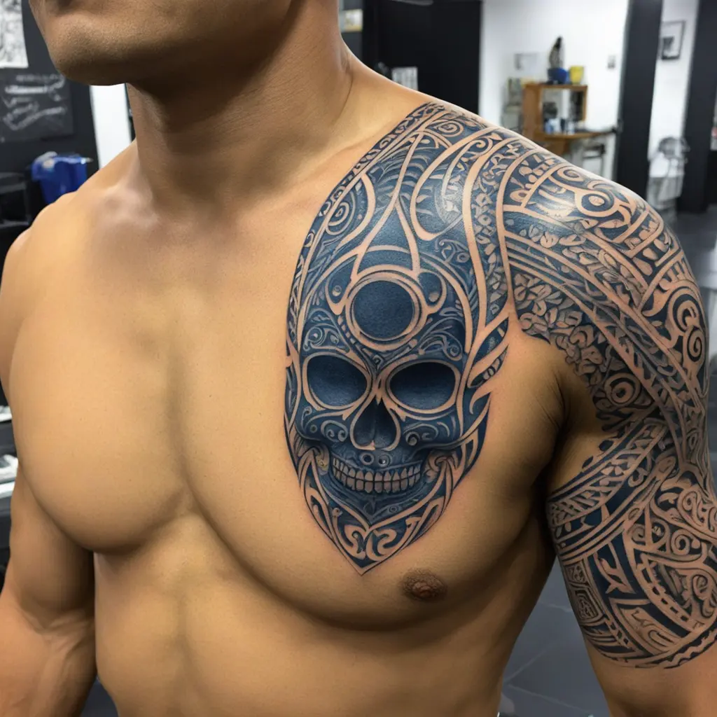 A Palm Tattoo in the Style of a Skull opening into an Abyss, but on the palm