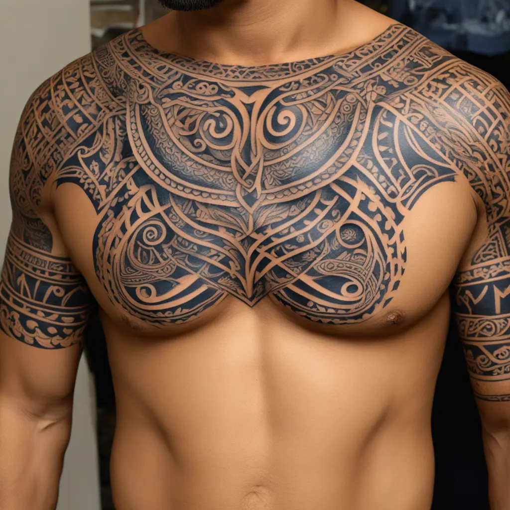 buatlah foto tanpa baju,dengan tatto yakuza duduk dikursi didepan gedung memakai celana pendek ,sepatu vans dan kaos kaki putih.Tanpa mengubah wajah .rasio 3:4