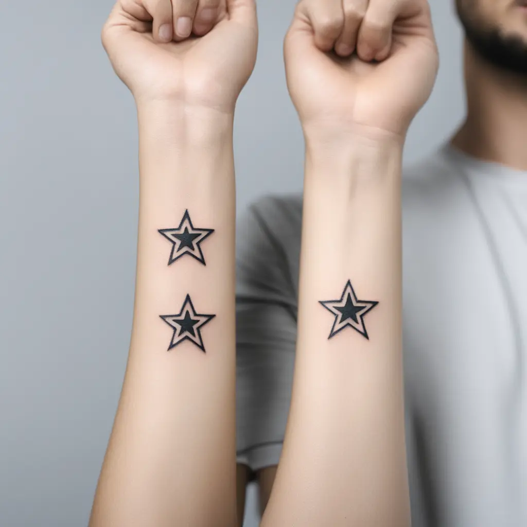 Couple star wrist tattoo
