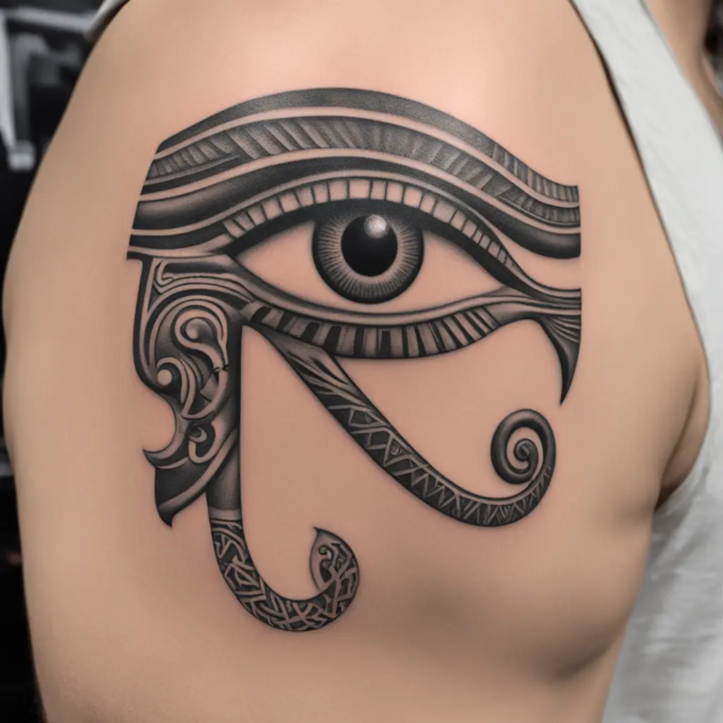 Egyptian Eye of Ra and Horus tattoo