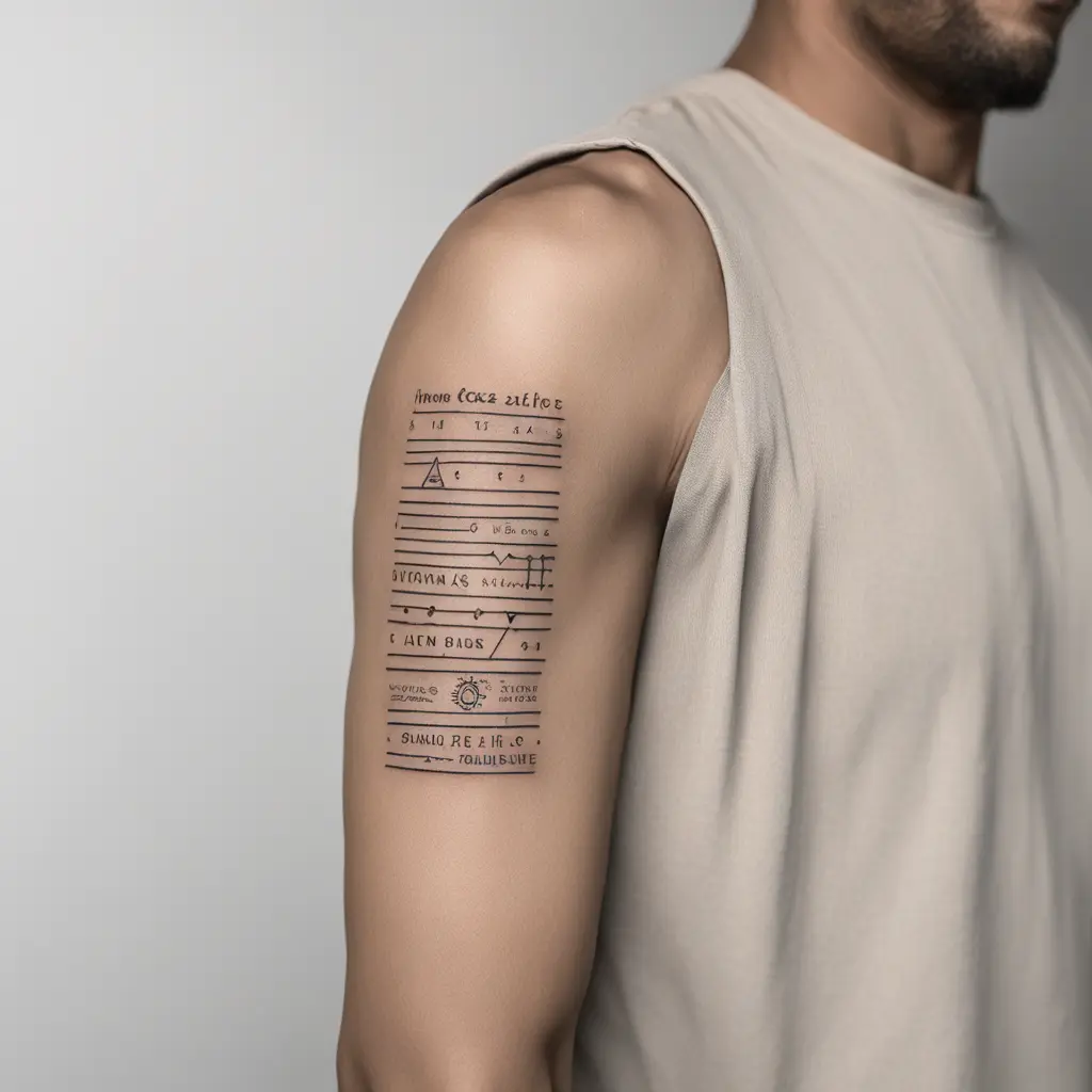 Fine line underarm sleeve with latin quotes And minimalistic geomtric designs