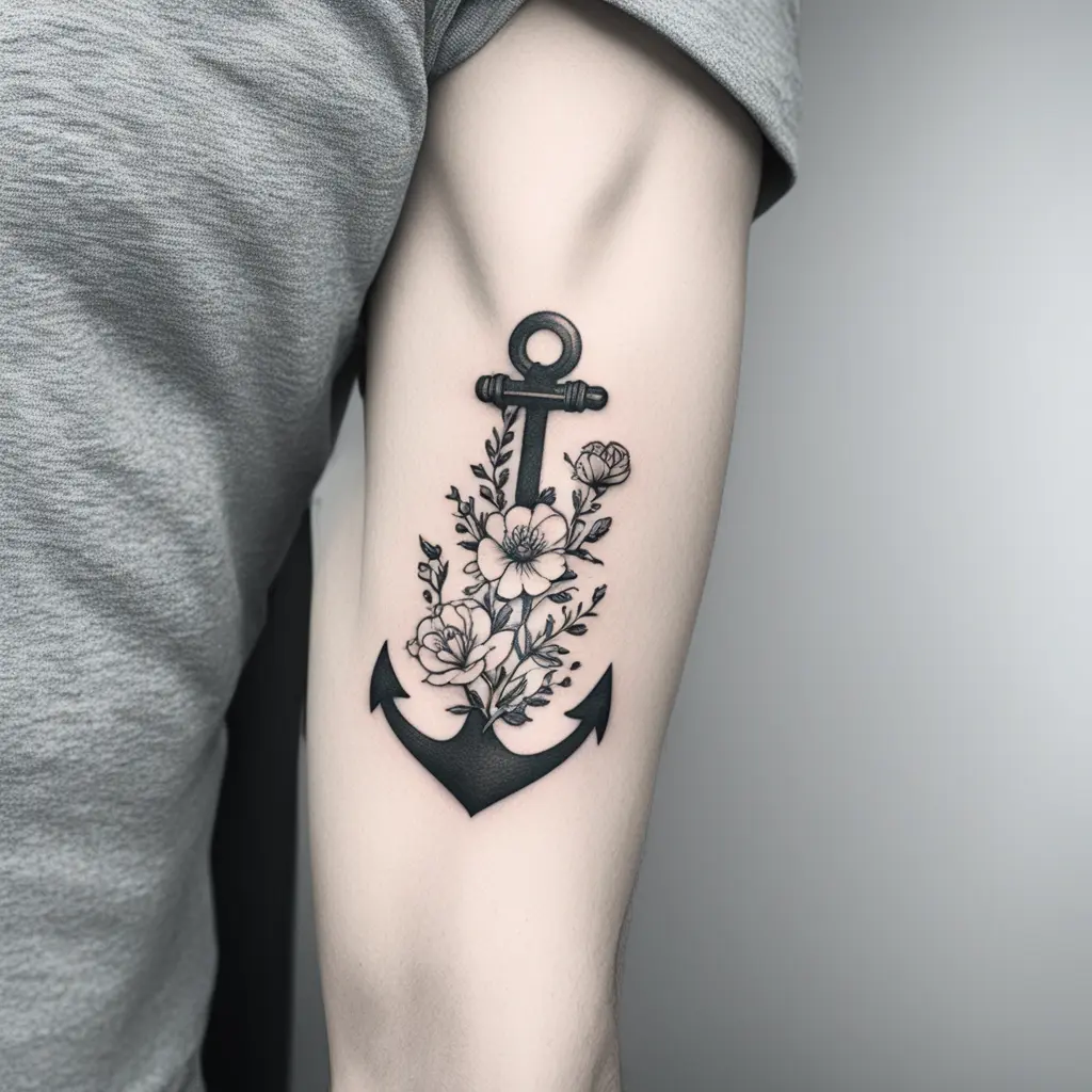 Flowers over an anchor