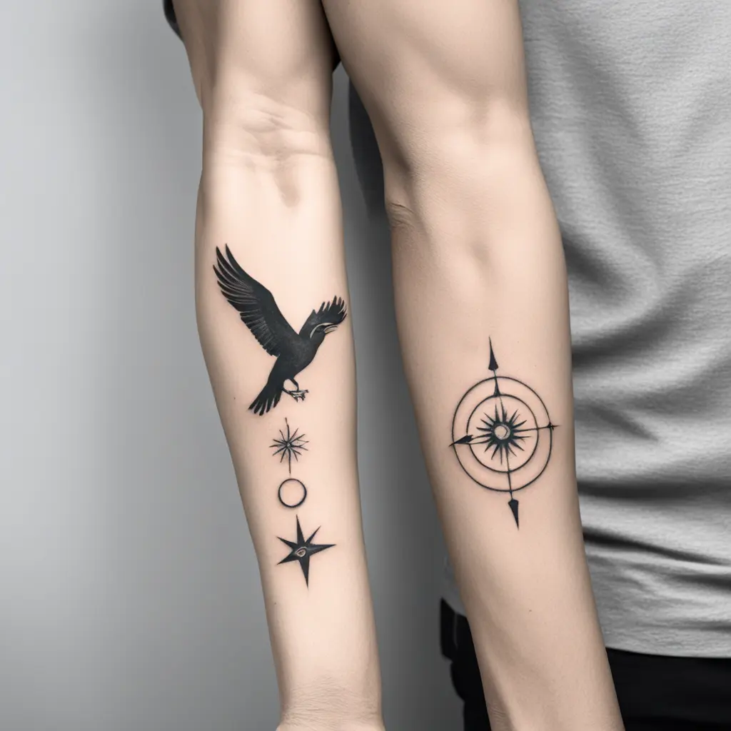 freedom as bird, love, infinity, sun, protection
totally different tattoo and unique