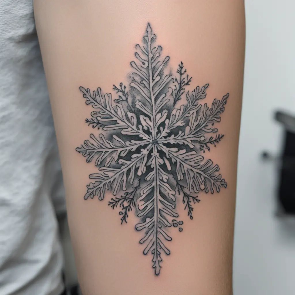 Frost mit schneeflocken