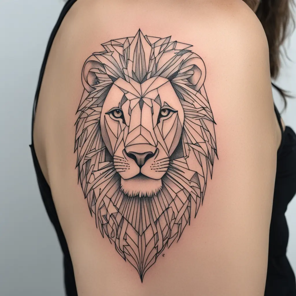 Geometric Lion Tattoo