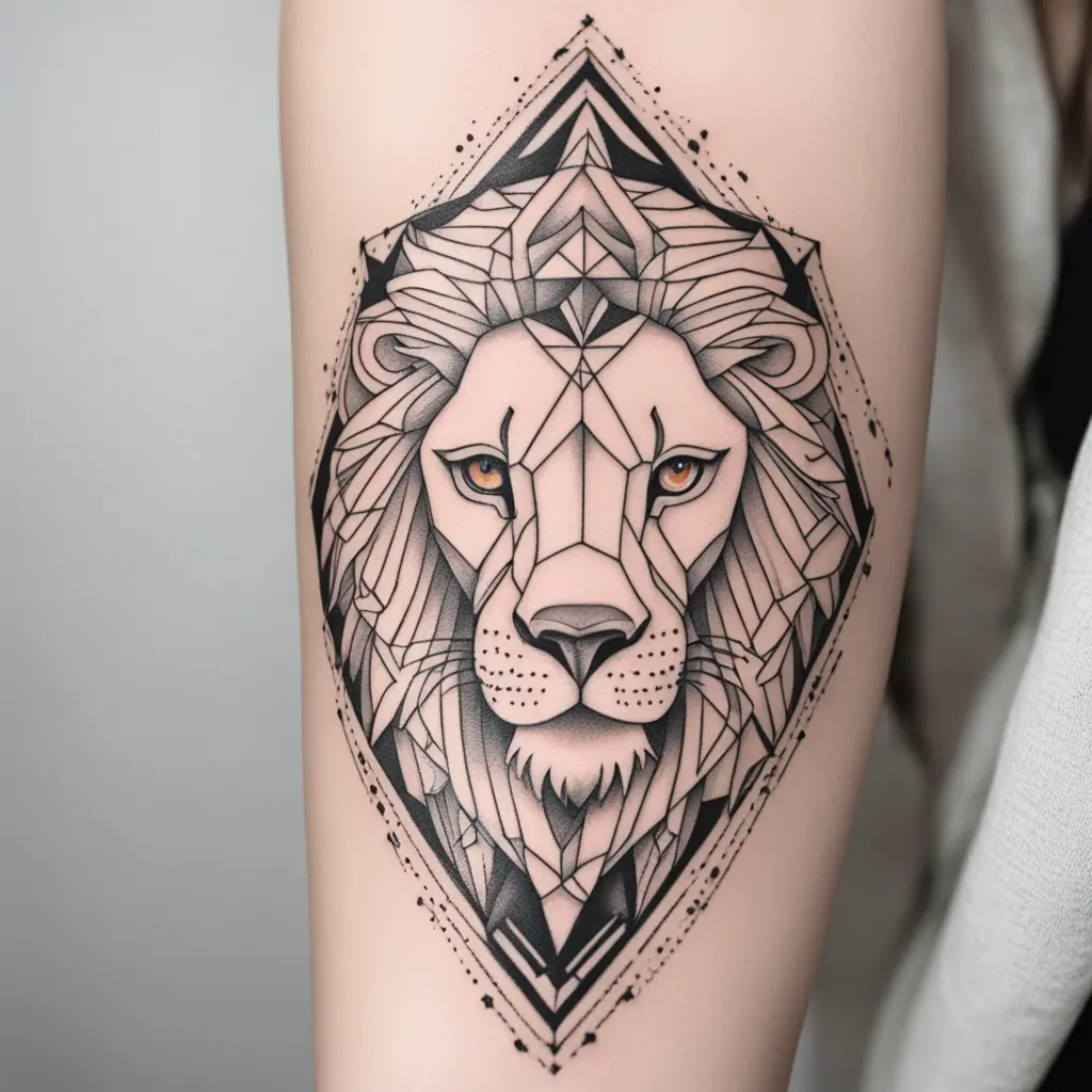 Geometric lion tattoo