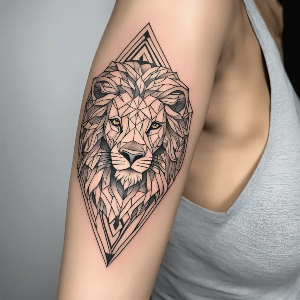 Geometric Lion Tattoo