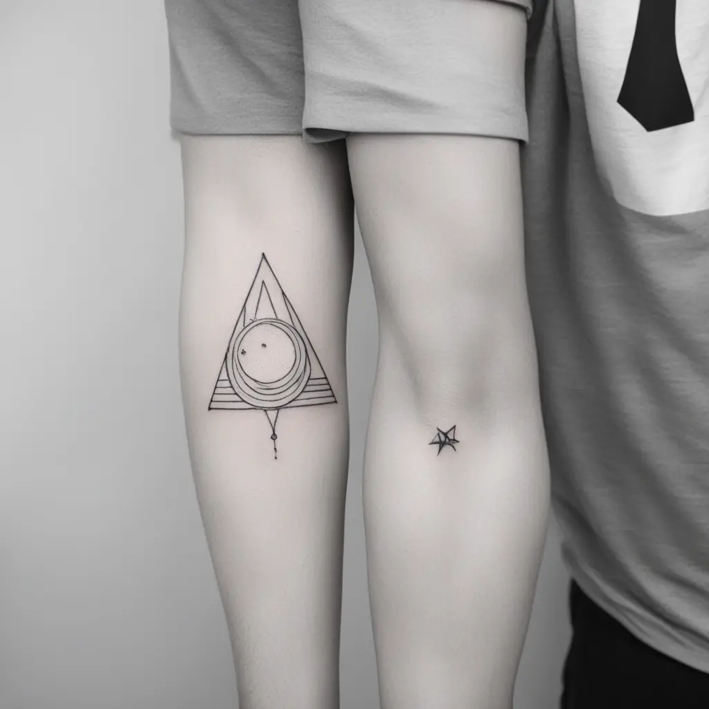 I want a moon burning with some lines and a triangles
