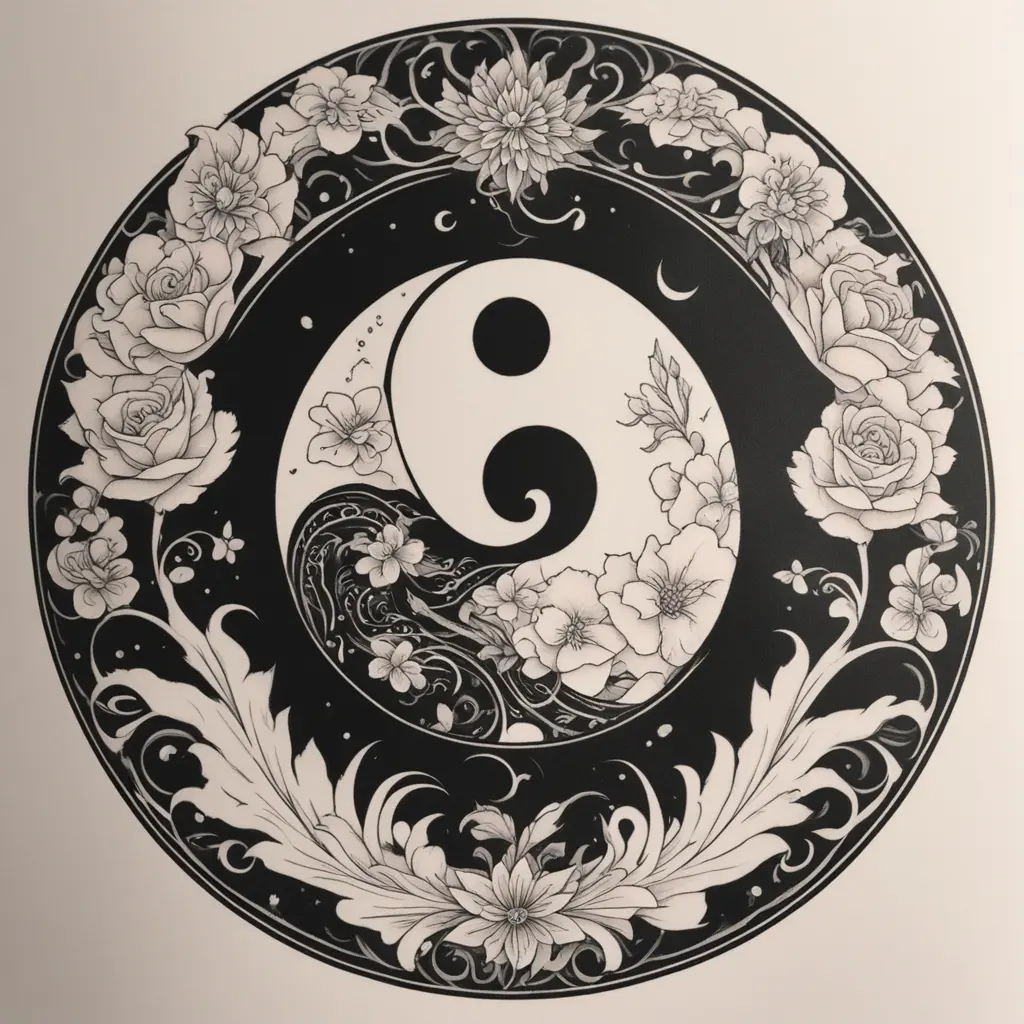 I would like to have a yin and yang symbol where the white part remains the same as always, but the black part shows some sort of picture of the way the earth and its people are feeling doomed