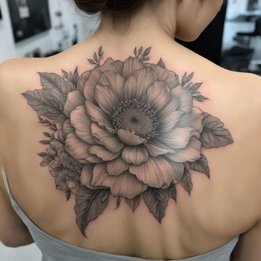 large flower on back
intricate details