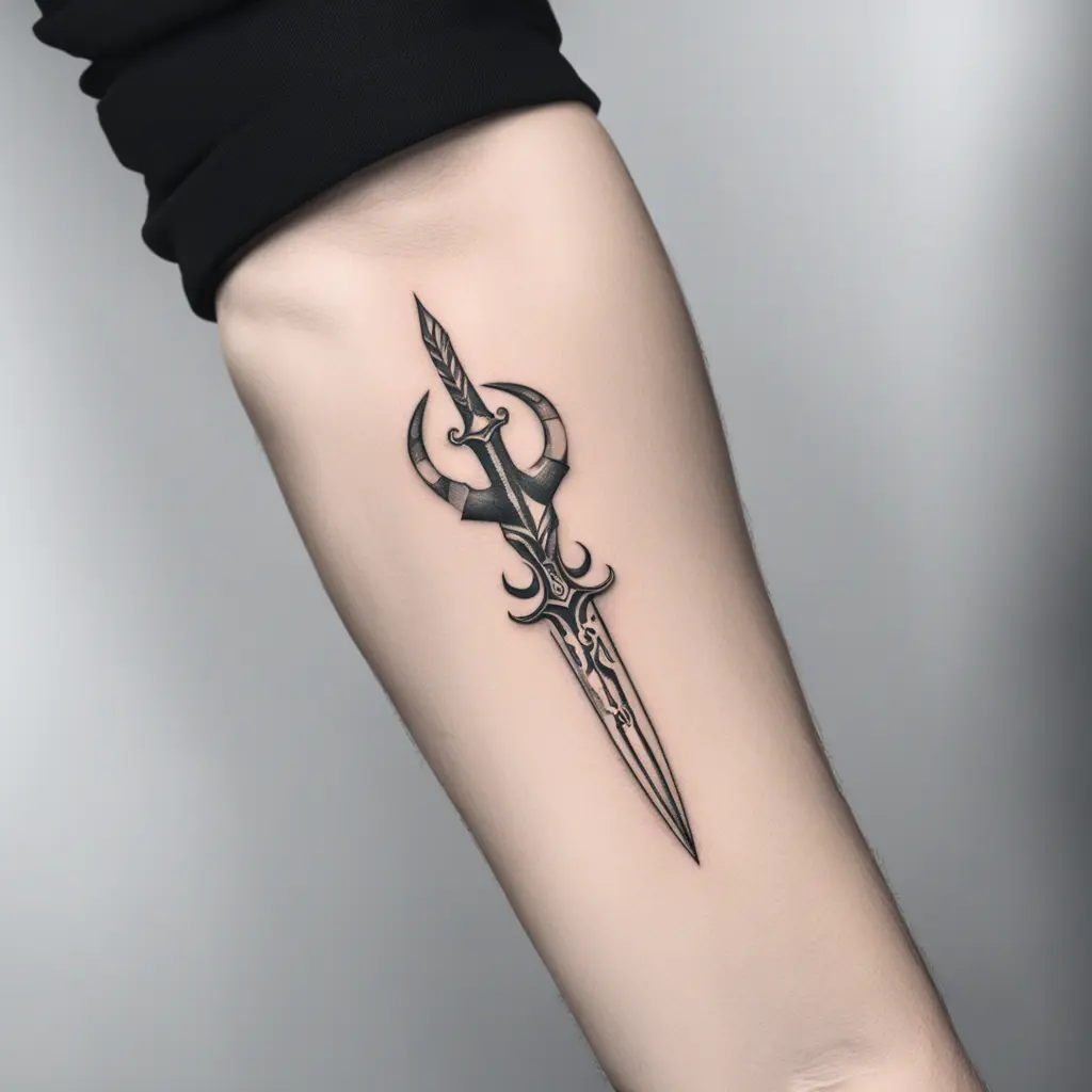 leo sign, scorpio sign and aries sign on the hilt of a dagger