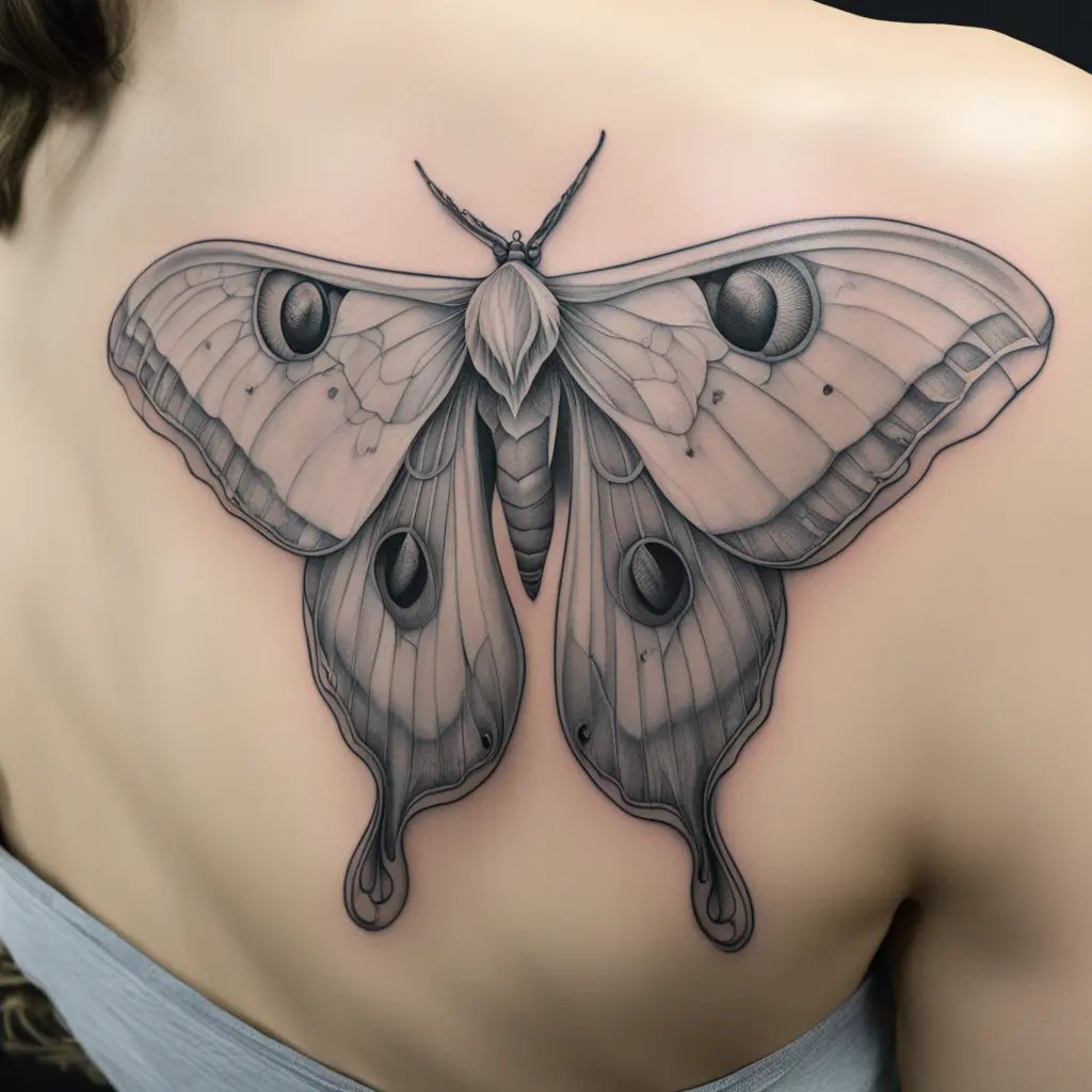 Luna moth
Spiral wing tails, space Inbetween them
Artistic characters top and bottom to enhance detail