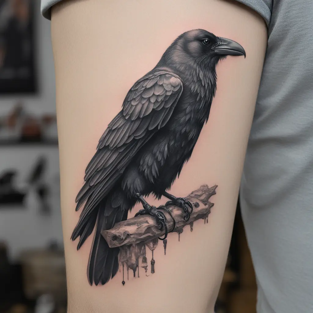 Medium sized raven tattoo