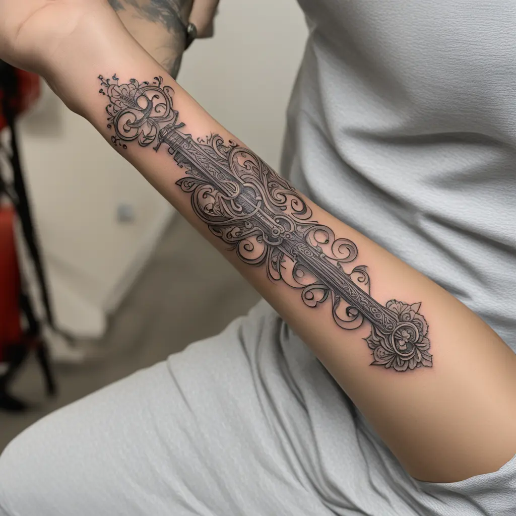 need a tattoo to coverup an existing tattoo on forearm its almost 6 inches long a text written with 3 inches in breath. need a elegent tattoo that covers up it entirely