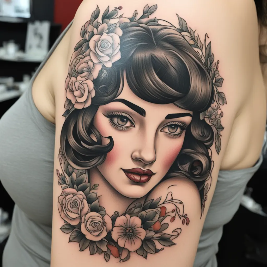 Old school curvy brunette