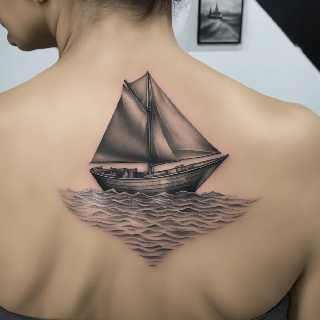 paper boat with a ship shadow