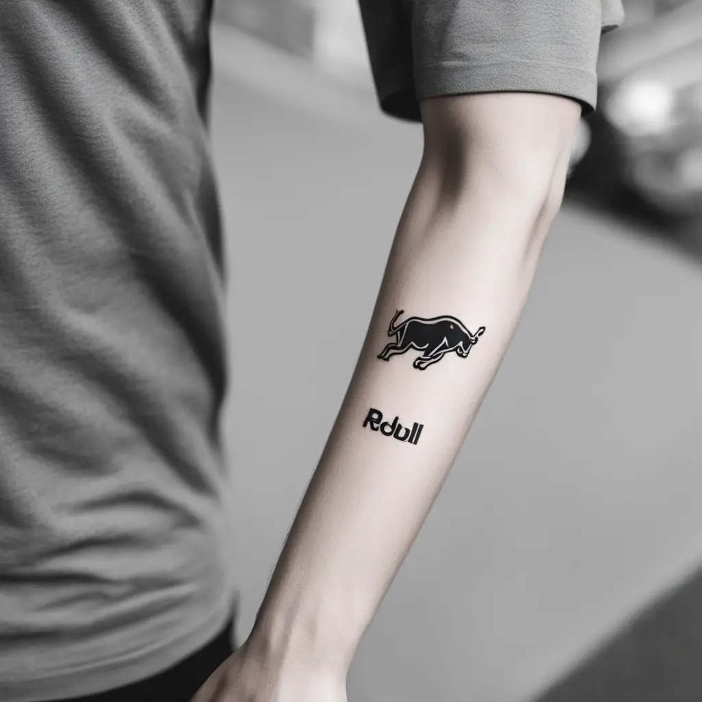 Red Bull energy drink tattoo for best friends. Black and white