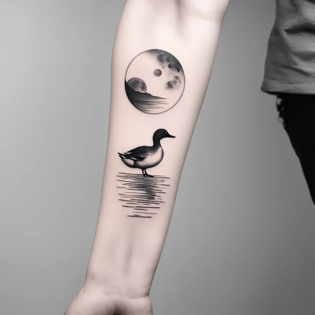 Sea, moon and duck