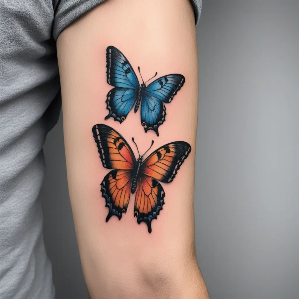 Simple small butterflies flying away
