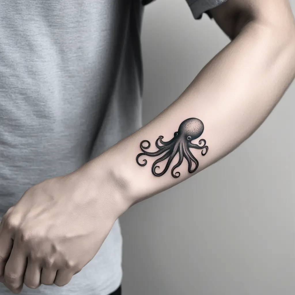 small Octopus on forearm wrapped around wrist