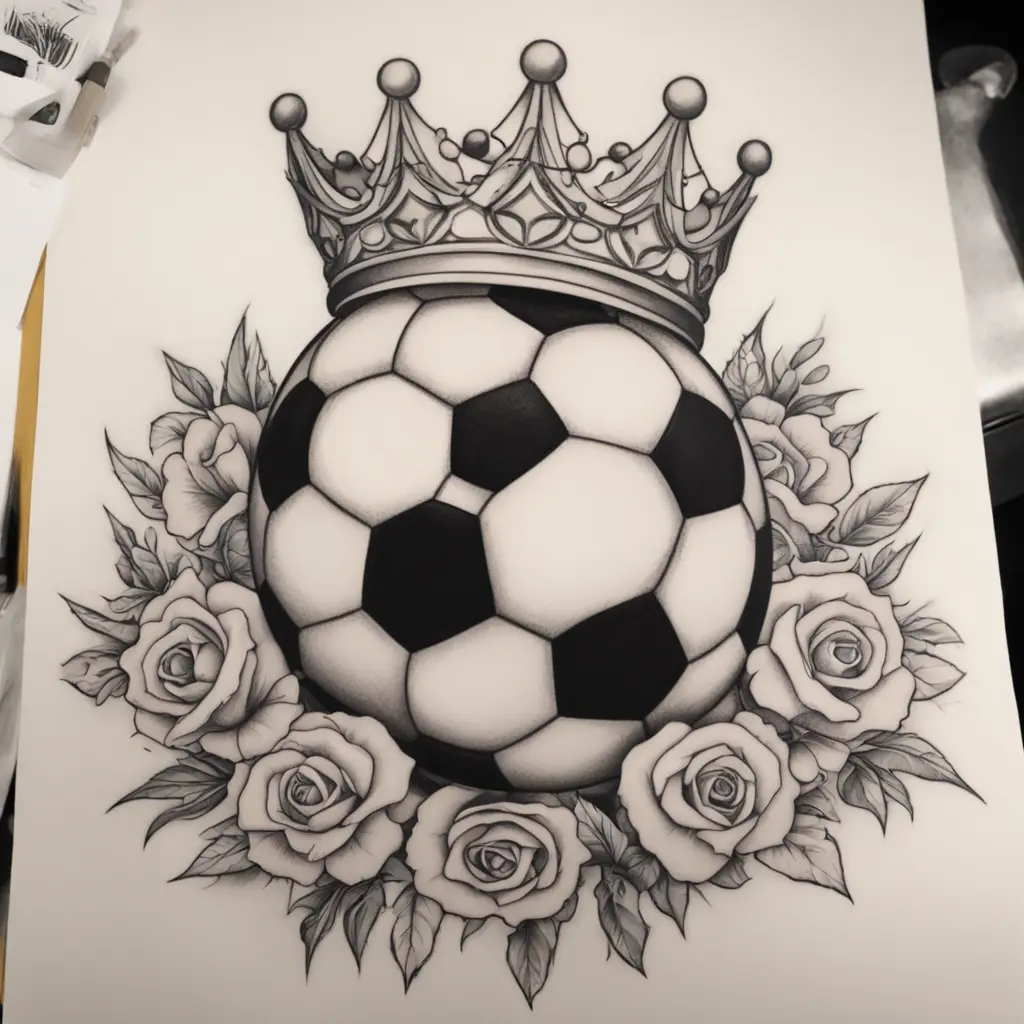 Soccer ball ⚽️ wearing 👑 crown tilted spot middle 5 on the side crown tilted to left