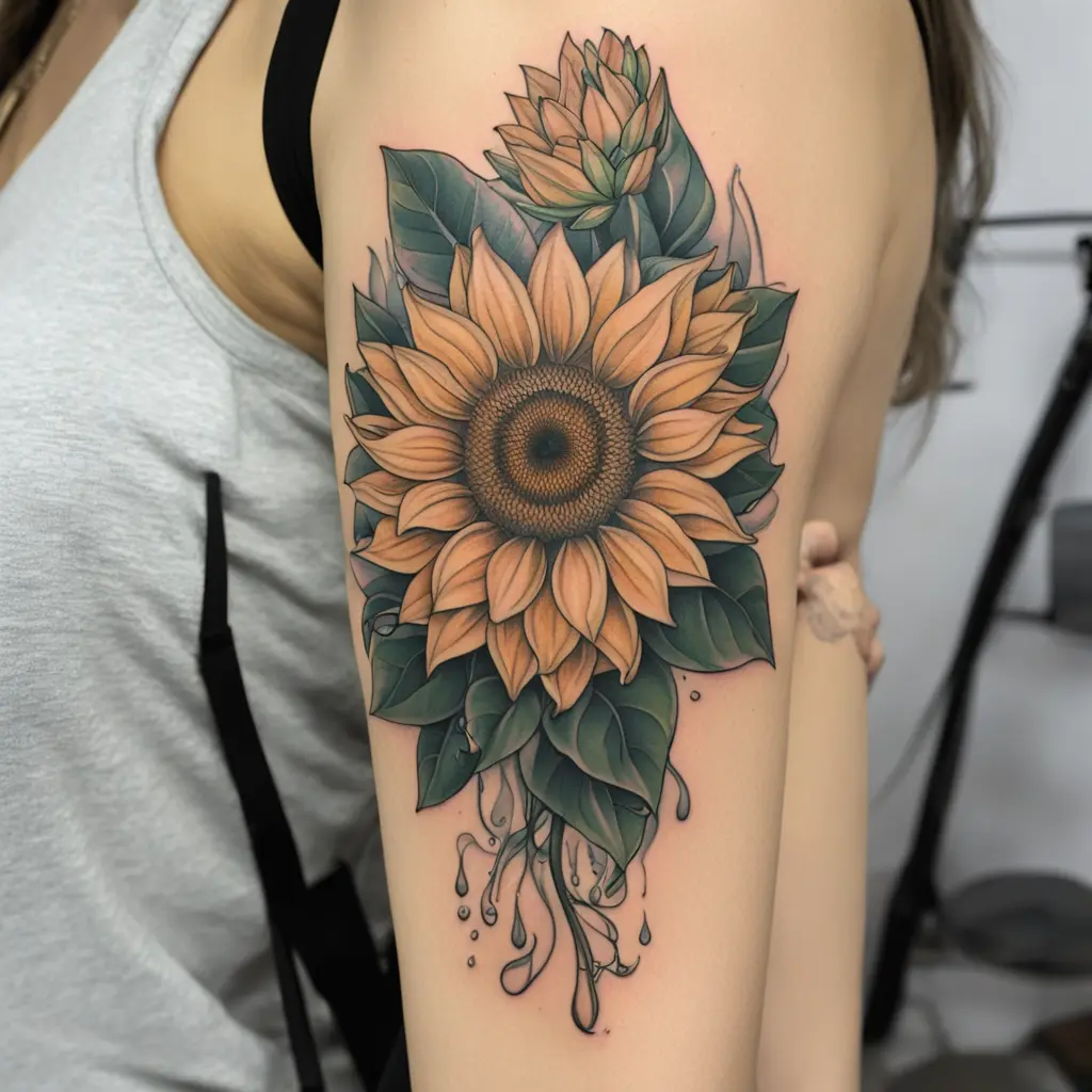 Sunflower with water lilies, heavenly, meaningful