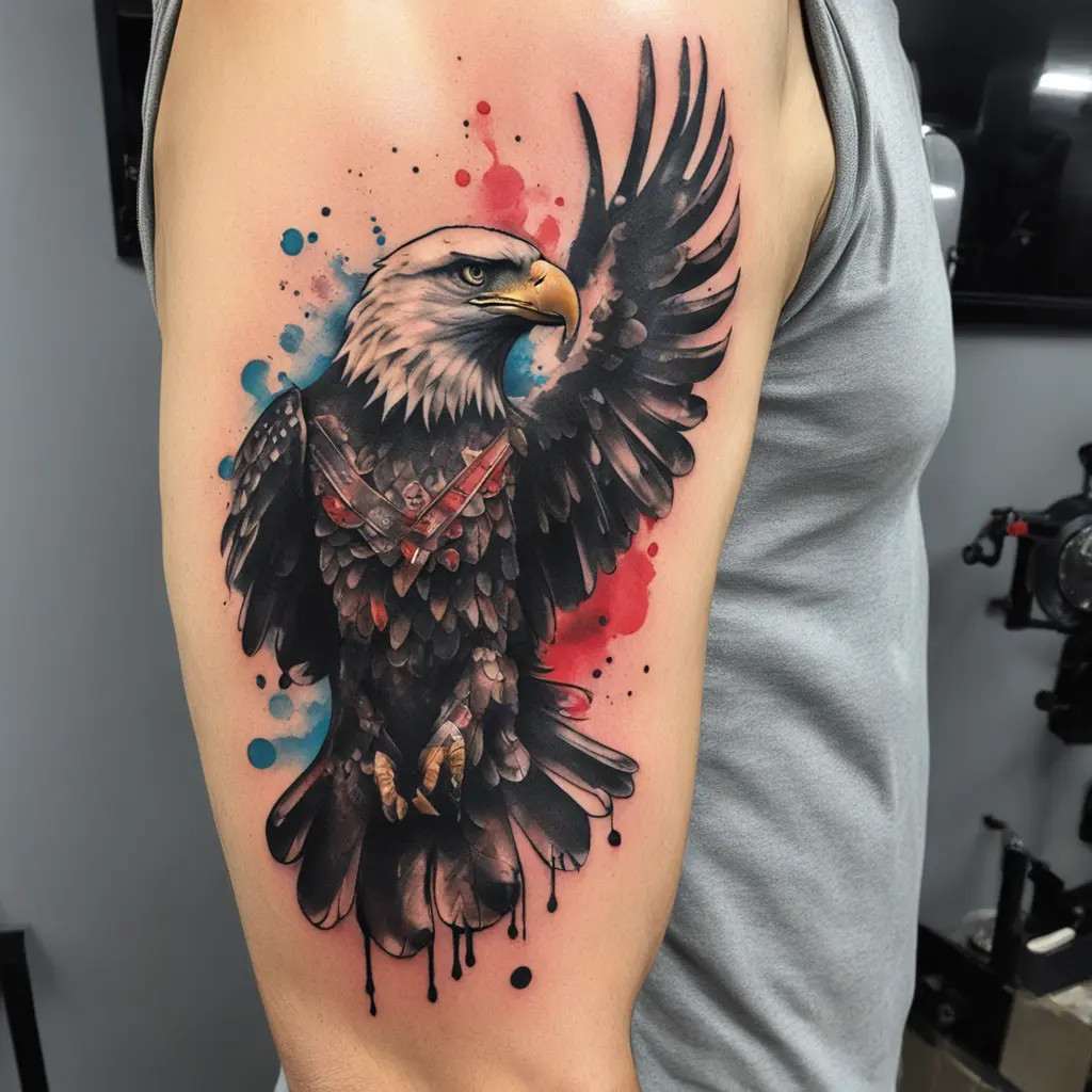 trash polka eagle tattoo design
