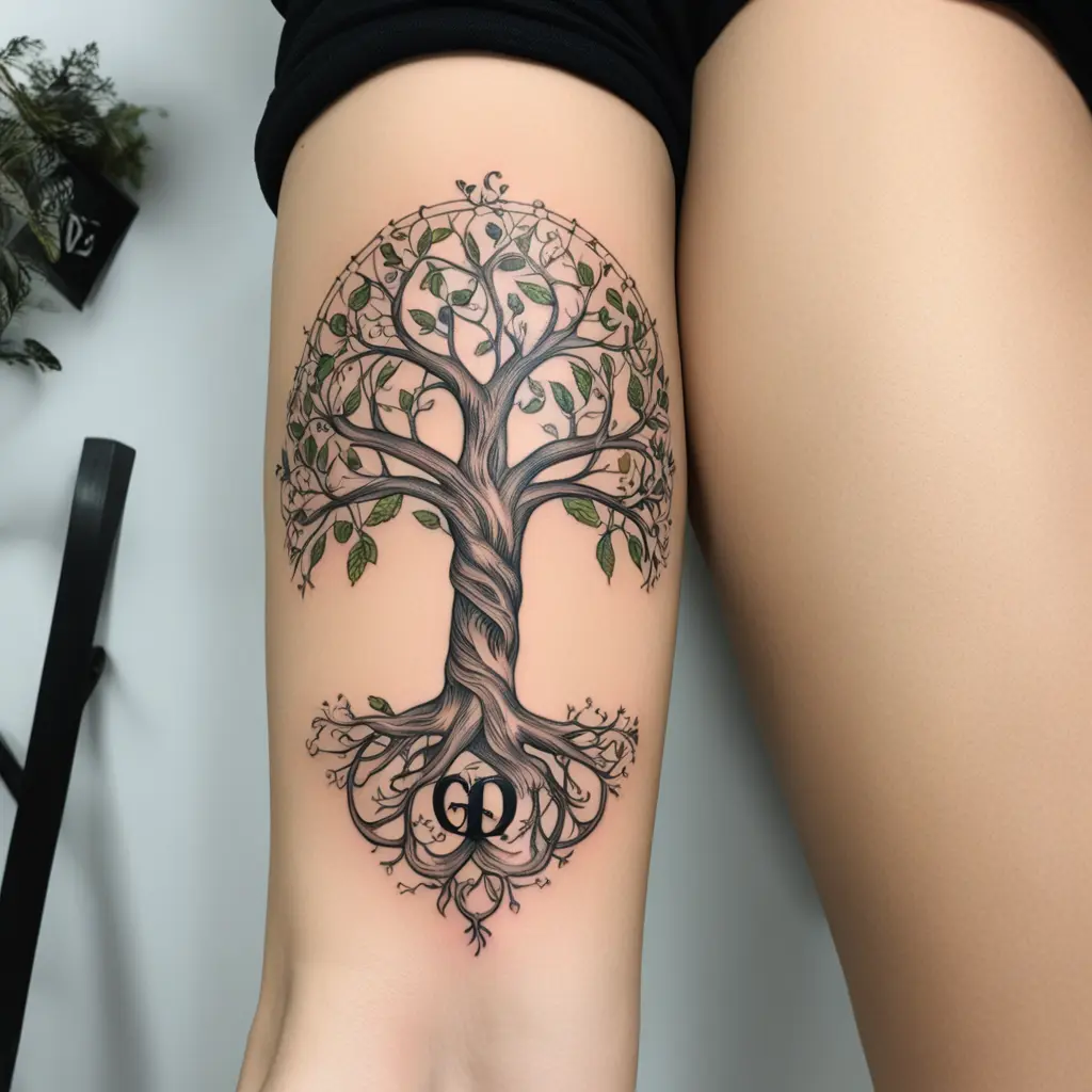 Tree of life with the letters C V D A on the branches and instead on the roots you have to write A+M