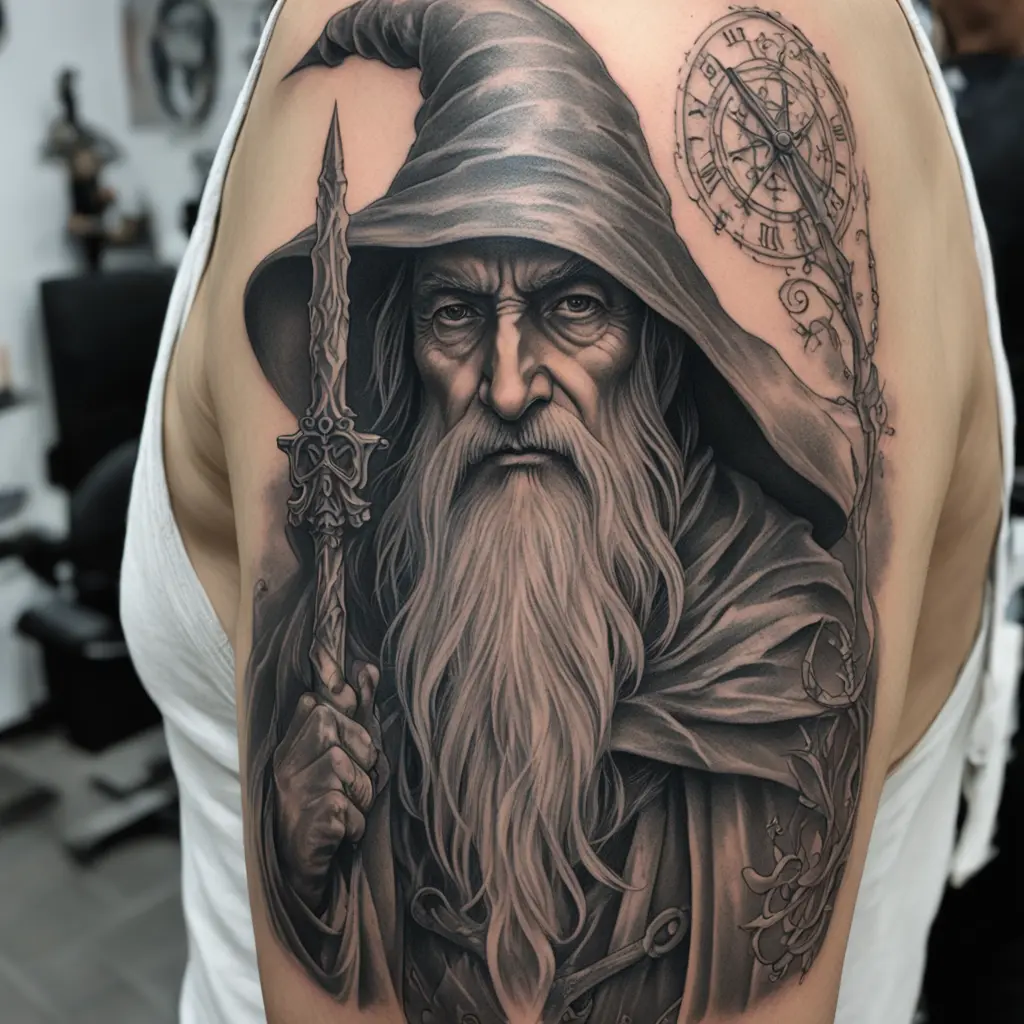 Wizard black work cover up fantasy medieval