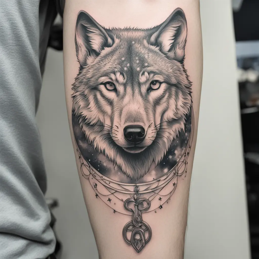 Wolf with the background the universe