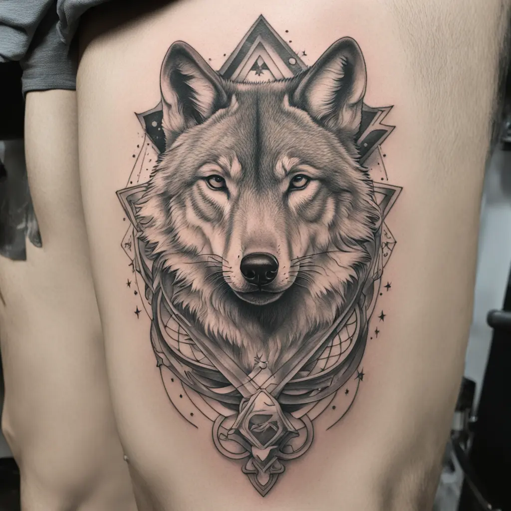 Wolf with the background the universe